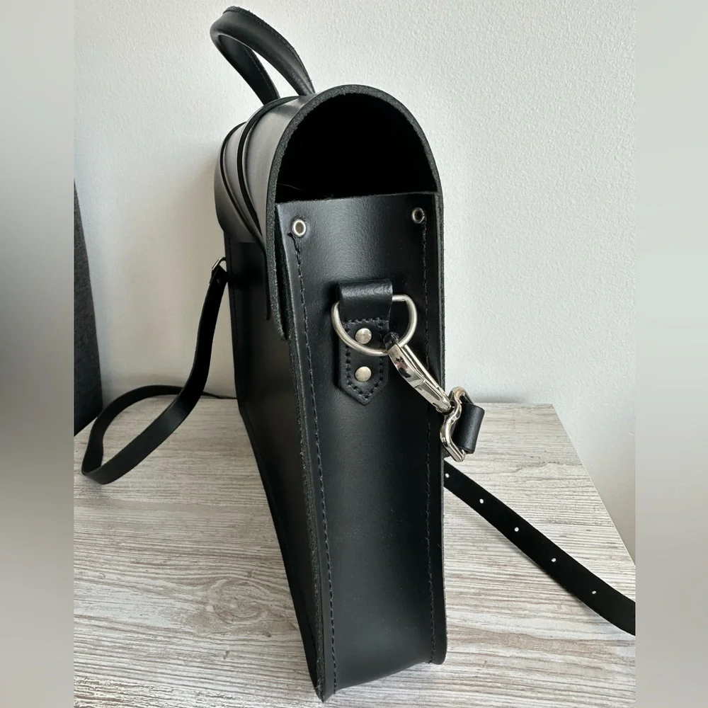 The Cambridge Satchel Company Black Leather Briefcase with Top Handle